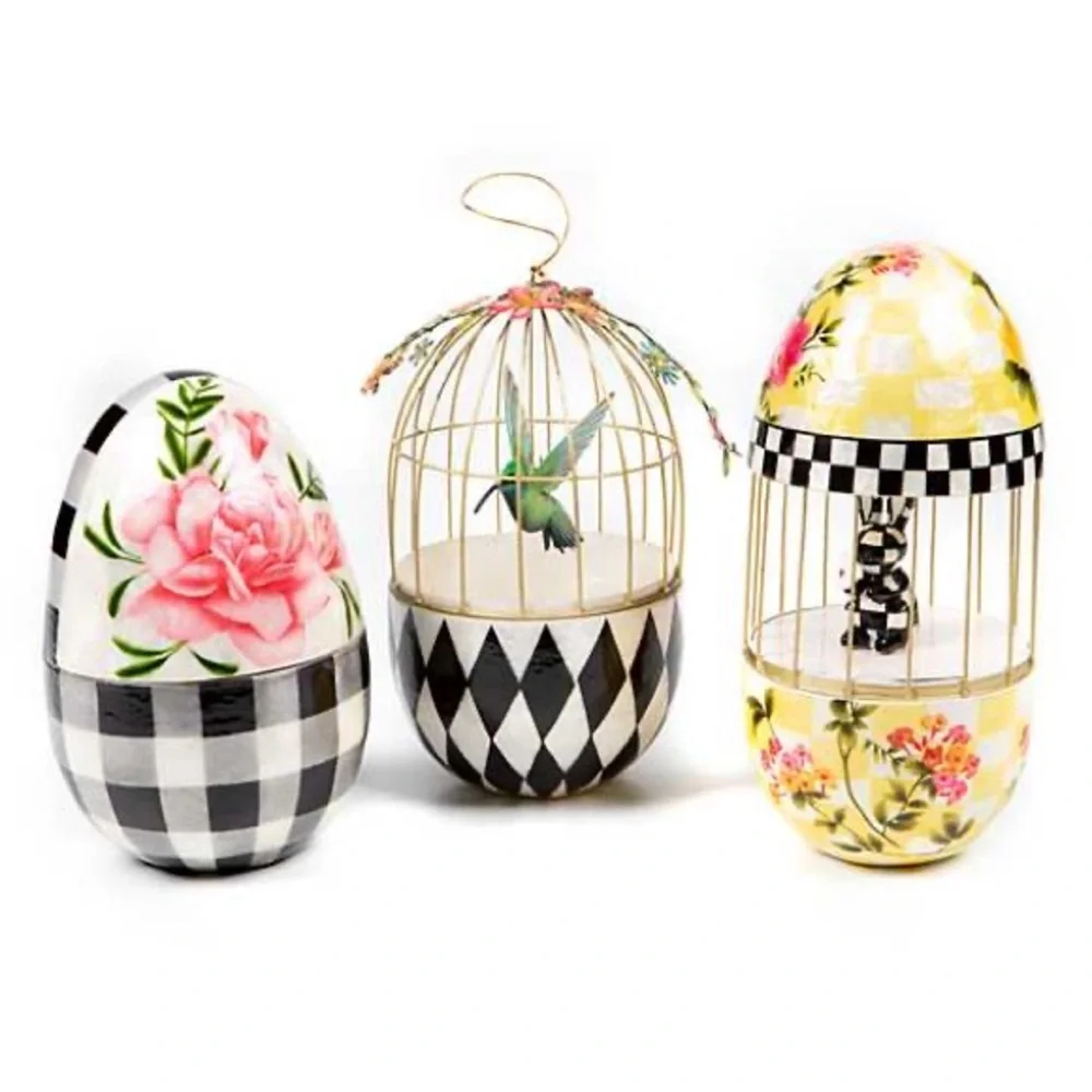 Mackenzie-Childs Rosy Posy Capiz Egg - Picture 4 of 7